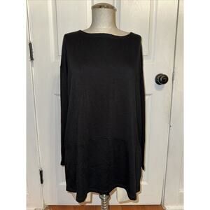 Eileen Fisher Women’s Black Boat Neck Long Sleeve Tunic‎ Blouse Size SP